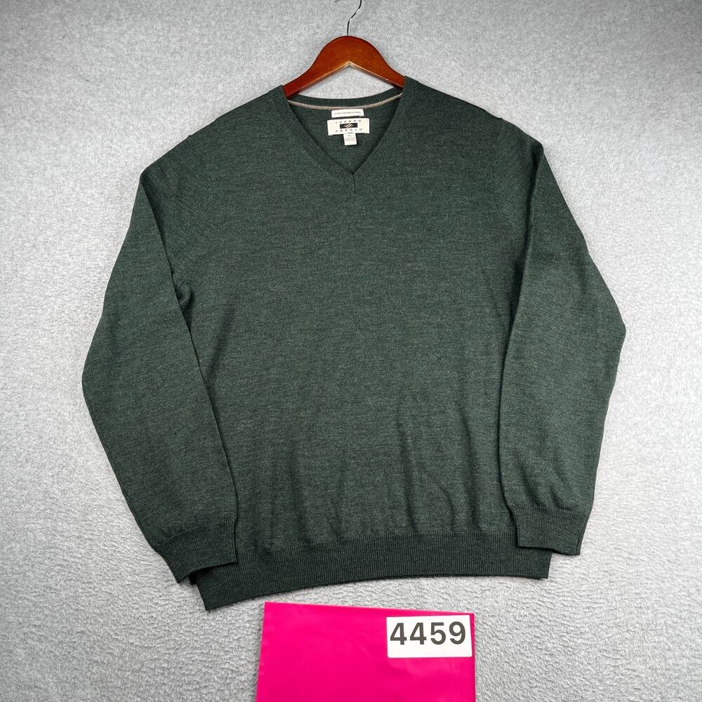 Joseph Abboud Extra Fine Merino Wool V Neck Sweater Long Sleeve Pullover XL